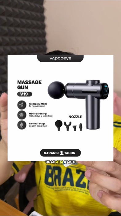 Massage Gun Vapopeye V19 Alat pijat elektrik multifungsi dengan 6 levet kecepatan, 💯✅🛍️  #vapopeyemassage #massagegun #RacunShopee #TermurahDiShopee