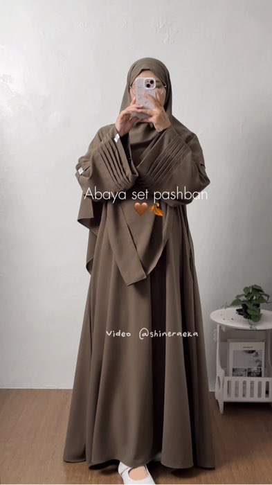 Abaya set pashban cantik, suka banget bagian lengannya 🫶🏻🤎  #abayasethijab #abayamurah #abayagirls #abayastyle #abayafashion