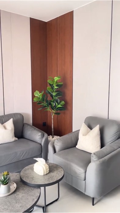 kombinasi wallboard untuk ruang tamu aestetic 🥰 #pvcboard #wallboardpvc #dekorasirumah #ShopeeReview #shopeevideo
