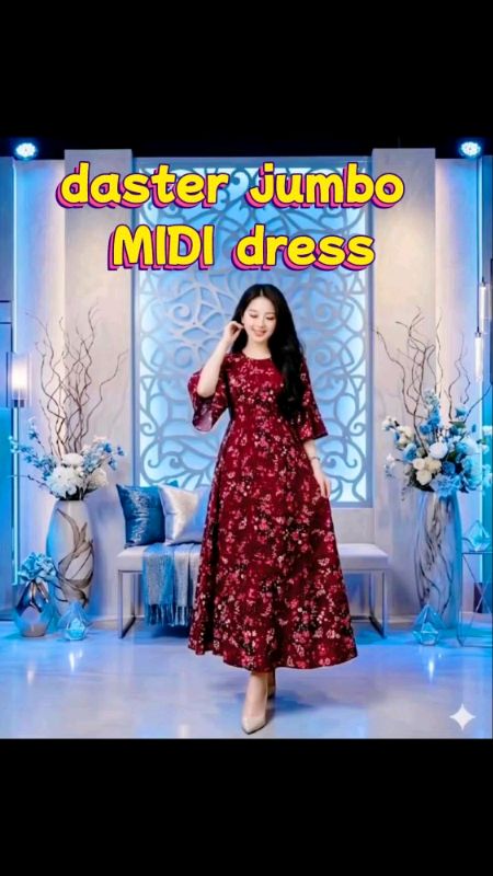 daster jumbo MIDI dress motif kekinian kain adem lembut anti luntur.ld120 muat bb45-85kg#dress #midi #dasterjumbo #dreskainadem #miditanganrempel