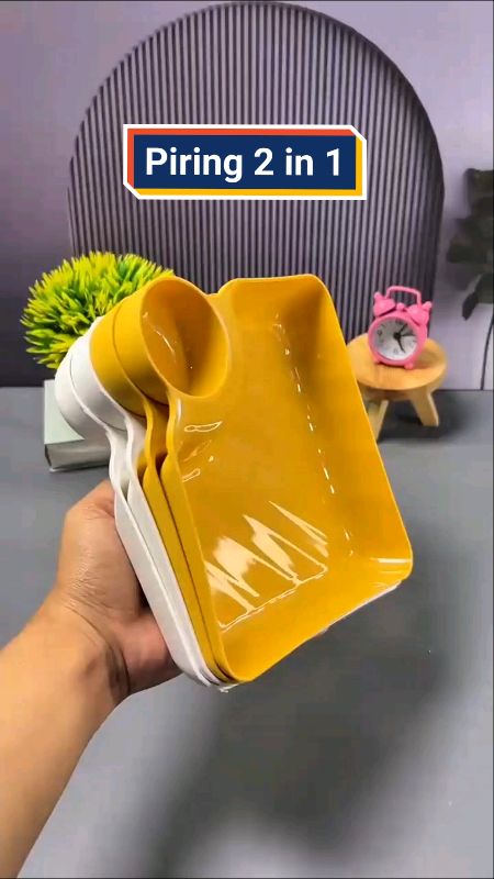 Piring 2 in 1 dengan tempat saus, praktis untuk camilan sehari-hari ✨ #ShopeeFinds #PiringSerbaguna #PeralatanRumah #Camilan #ProdukMurah