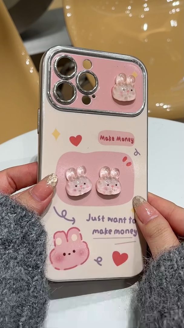 Casing Ponsel Kelinci Merah Muda 3D DIY dengan Tali Penyandang#case #caseiphone #casehp @shopeeofficial @shopee_id