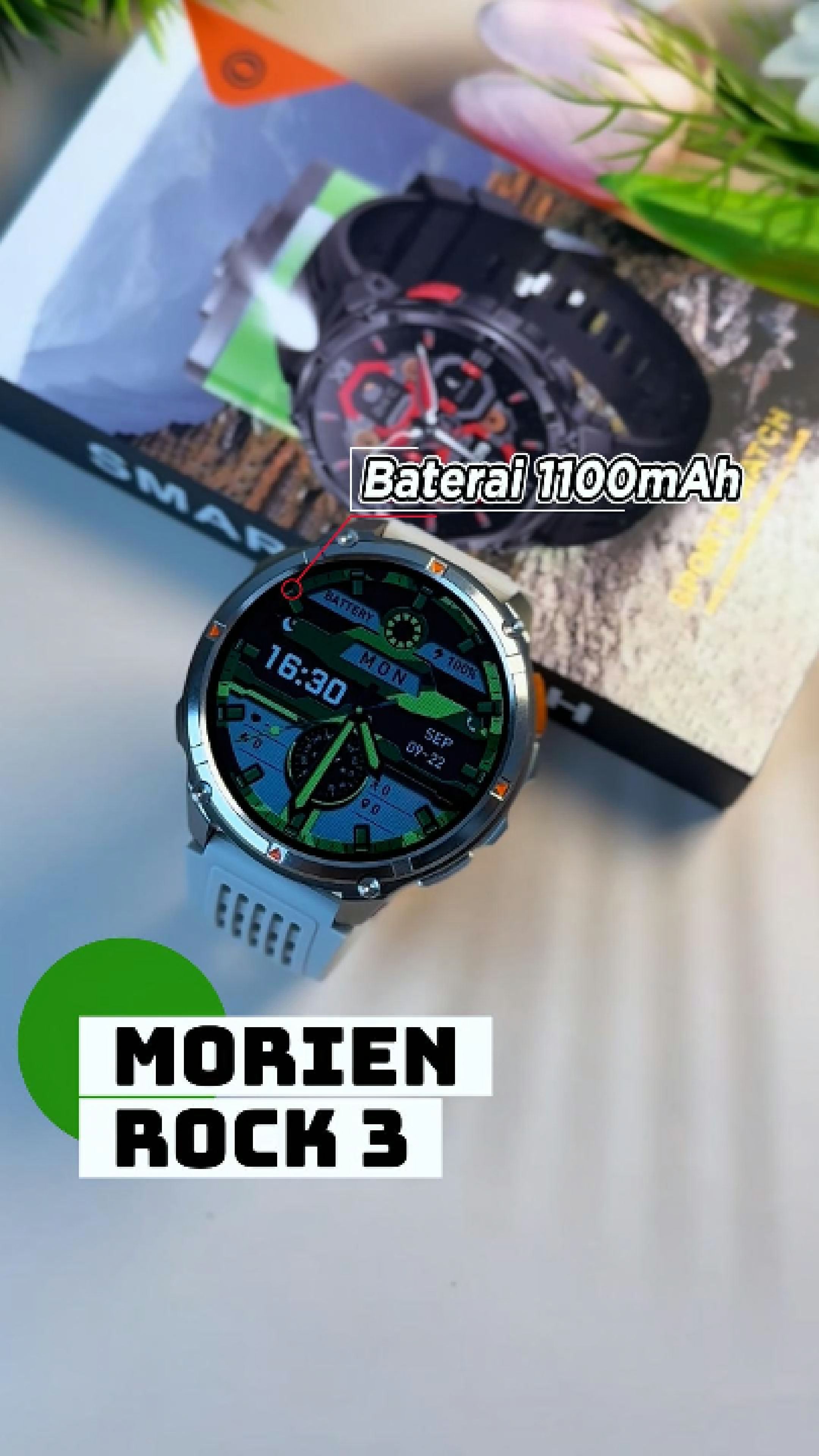 Rock2: Smartwatch Sport Terbaru dengan Baterai 1100mAh!
Upgrade gaya hidup aktif Anda! Fitur lengkap, plus senter dan kompas.#smartwatch #fitnesstrack