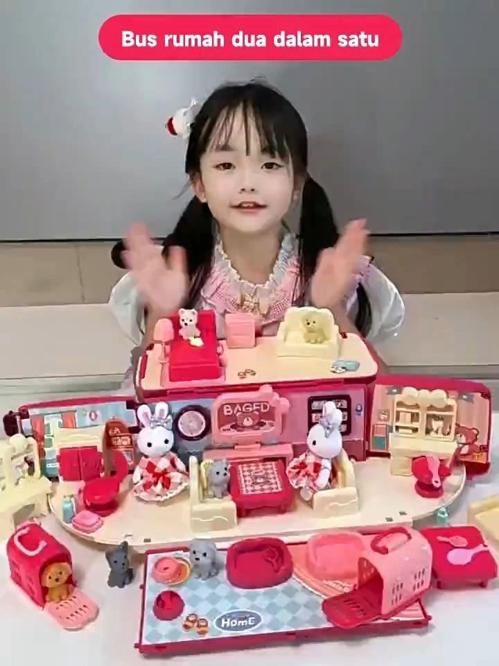 Boneka kelinci kecil warna merah ungu hadir dengan kotak hadiah yang sangat cantik, cocok untuk diberikan kepada buah hatimu#koperkastilmainan