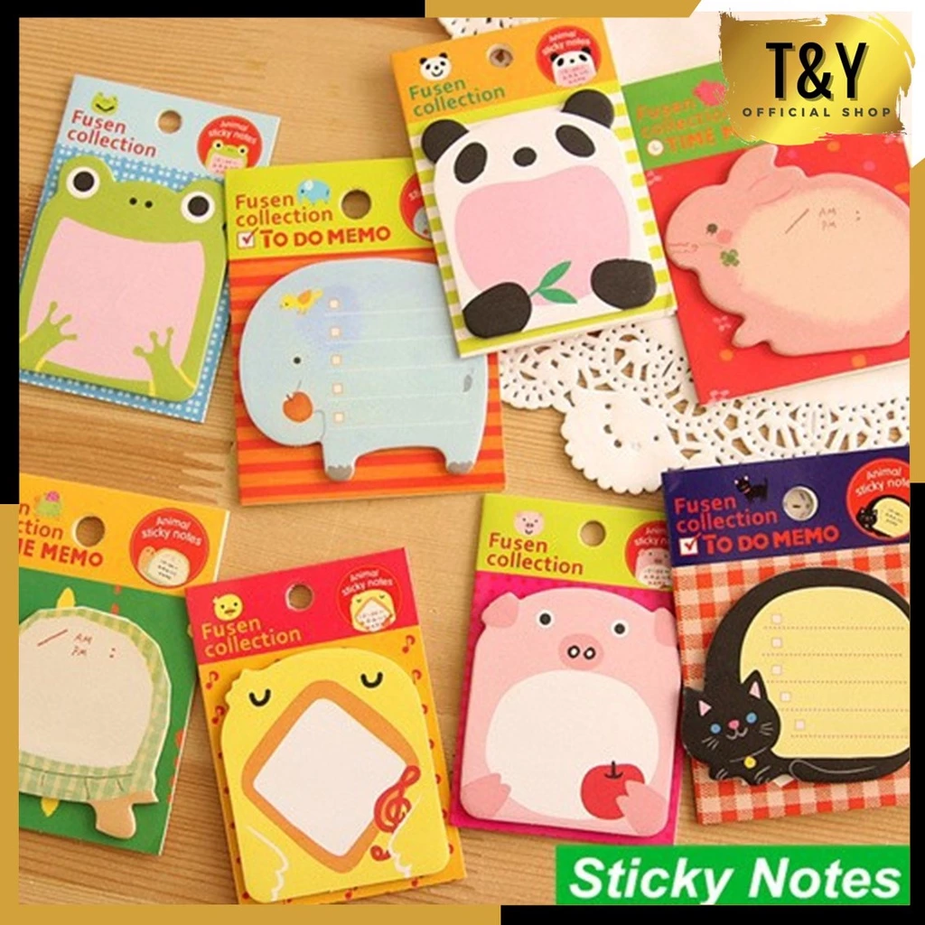 T&Y Sticky Notes Motif Hewan Tempelan Kertas Catatan Memo Note Karakter Animal Mini Book Karakter Binatang Lucu
