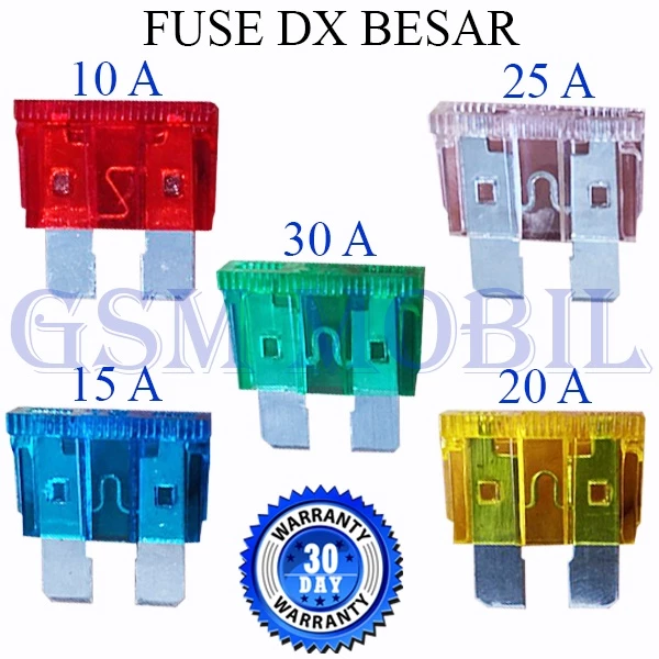 500 Pcs Fuse Sekring Tancap DX Besar Sekring Tusuk 10A 15A 20A 25A 30A