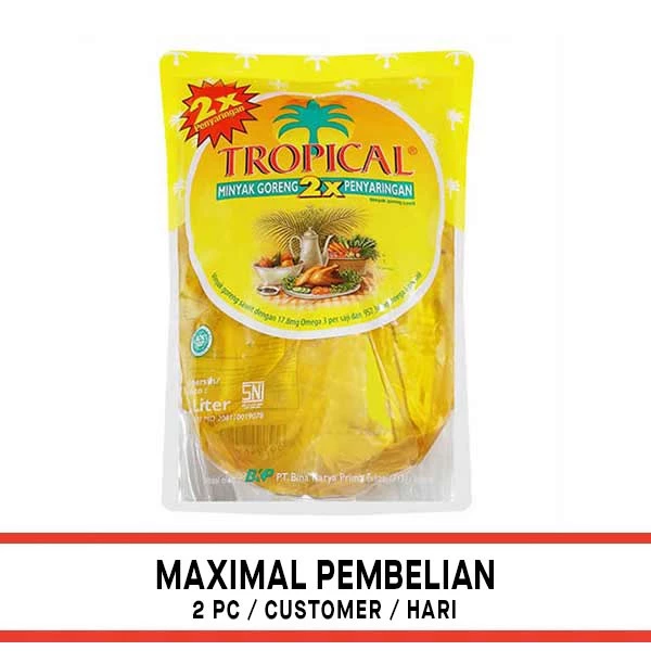 TROPICAL 2X PENYARINGAN REFILL 2 LITER - Minyak Goreng