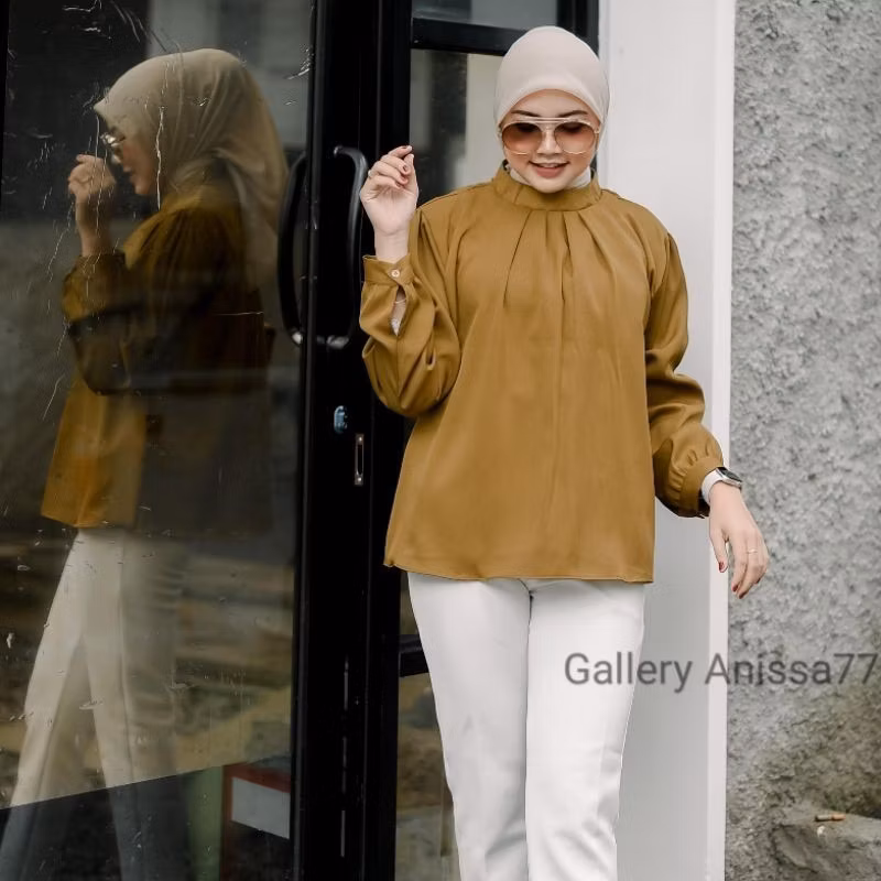 Heide Top Cotton Silk / Atasan Baju Wanita Katun / Blouse Korean Style