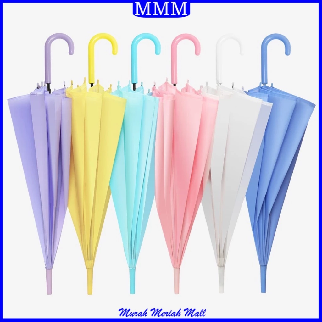 MMM Payung Transparan Style Korea Jepang Polos Warna Warni Payung Lipat Bening Cantik