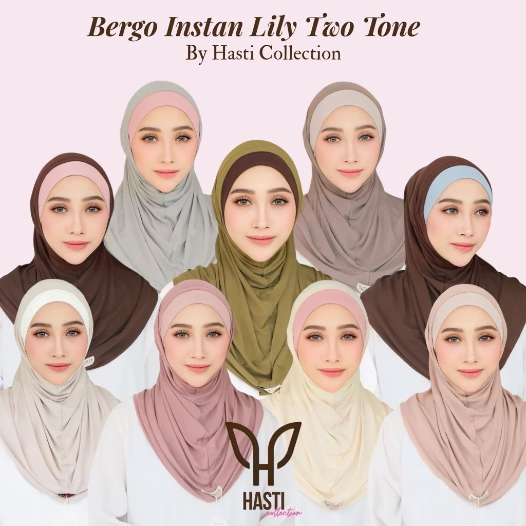 HASTI - Bergo Instan Lily Two Tone Bandana Kaos Rayon Airflow