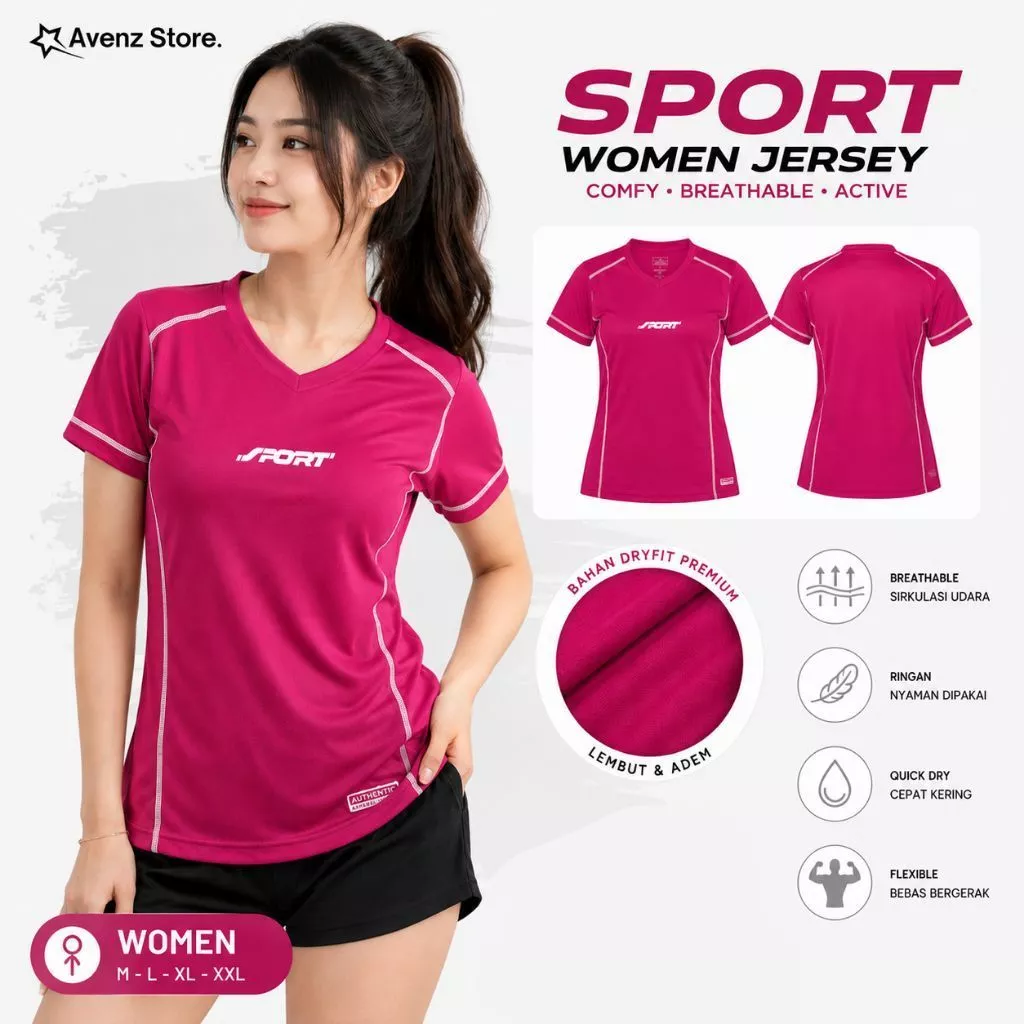 Baju Kaos Olahraga Atasan Wanita Lengan Pendek Kaos Jersey Training Running Lari