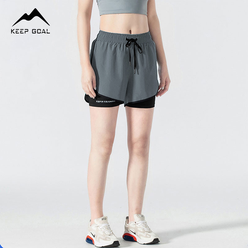 KEEP GOAL celana olahraga wanita pendek running high waist joging