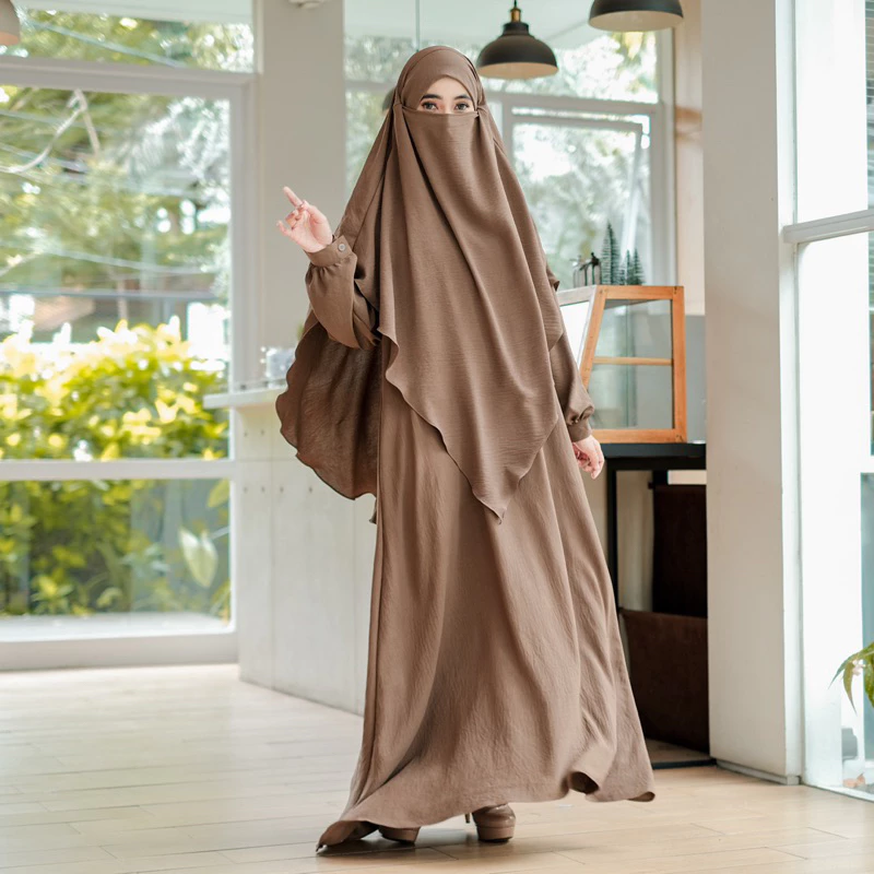 Ashiya Dres Syari French Khimar Gamis Airflow Crinkle