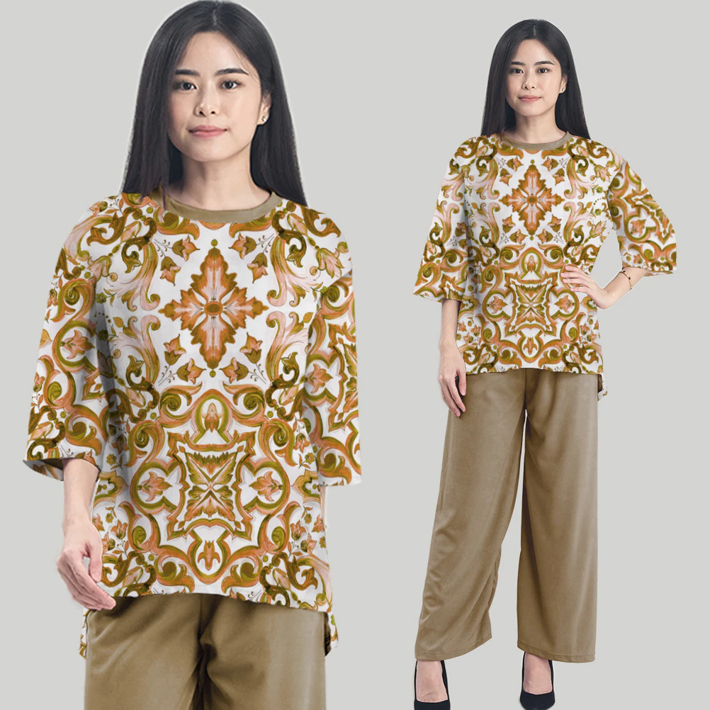 RILLO - Setelan Wanita Oversize Atasan Dan Celana Nora Printing