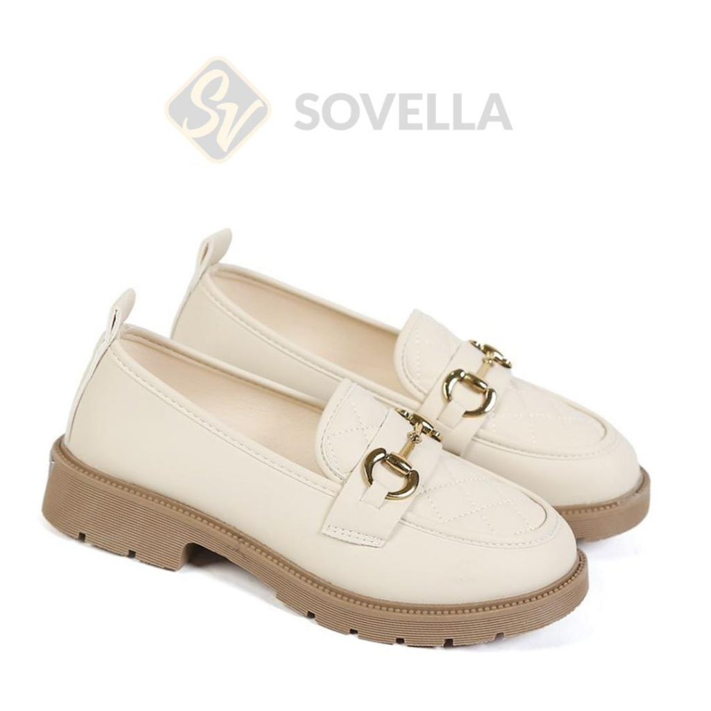 SOVELLA Kiara Korean Pantofel Hitam Putih Karet