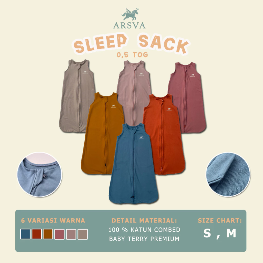 Arsva Sleep Sack Baby Hypoallergenic - Kantong Tidur Bayi Kulit Sensitif Premium