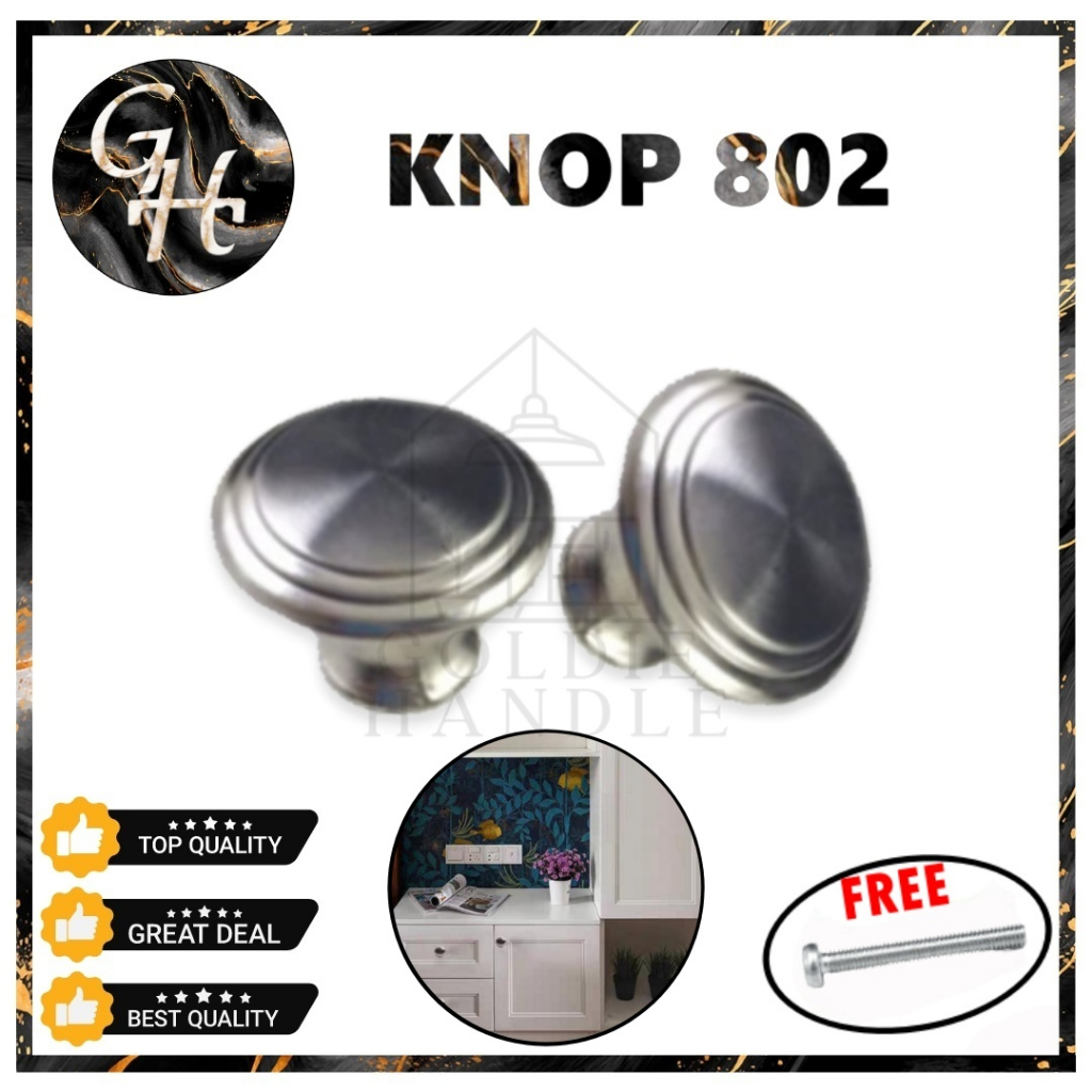 Door Knob Cabinet Drawer Knop Jamur 802 Laci Lemari Cupboard Stainless Premium Kabinet