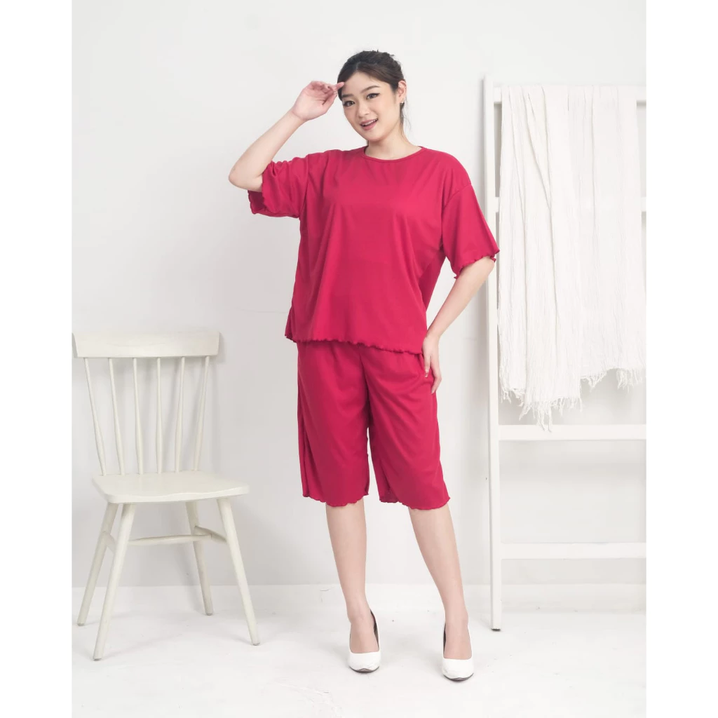 RILLO - Setelan Wanita Knit Kriwil Polos