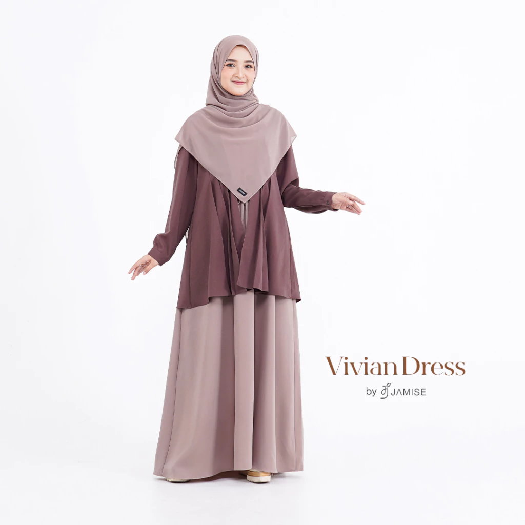 Jamise | Vivian Dress - Gamis Kombinasi Outer Dress Best Seller Semiformal Simple Elegant Look Femin