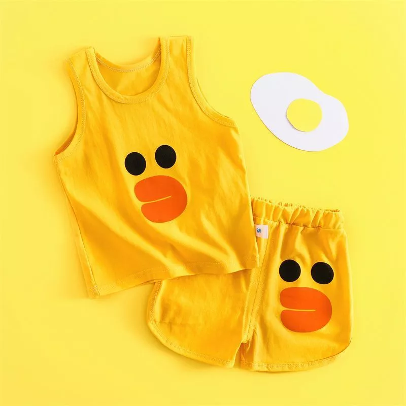 Set Baju Baby Duck Singlet Setelan Katun Nyaman