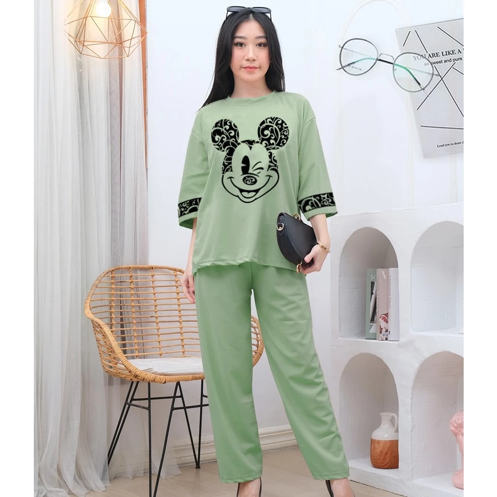 Setelan Wanita Oversize Mk Batik Baju Dan Celana Kantong Sebelah
