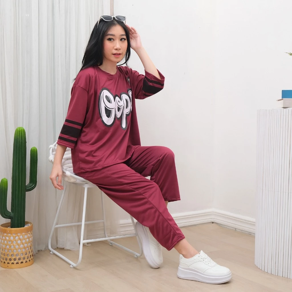One Set Oops! Setelan Wanita Atasan Dan Celana Panjang