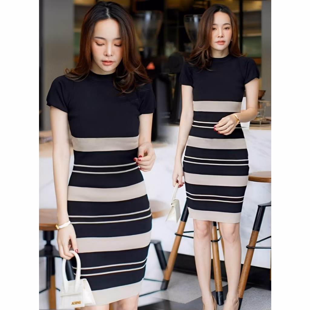 ZRS Dress Rajut Tania Ld 90 - 100 cm P 110 cm B 250 gr Cotton Polyester #4521