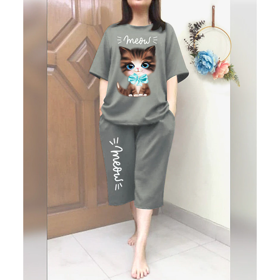 RILLO - Setelan Jumbo 3/4 Kucing Meow Fit XXL
