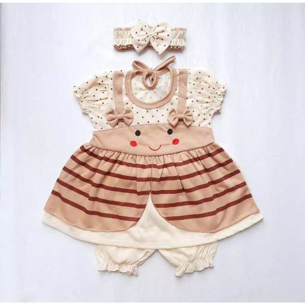 COD Setelan Bayi FREE Bando 0-12 Bulan Baju Bayi Leticia SNI