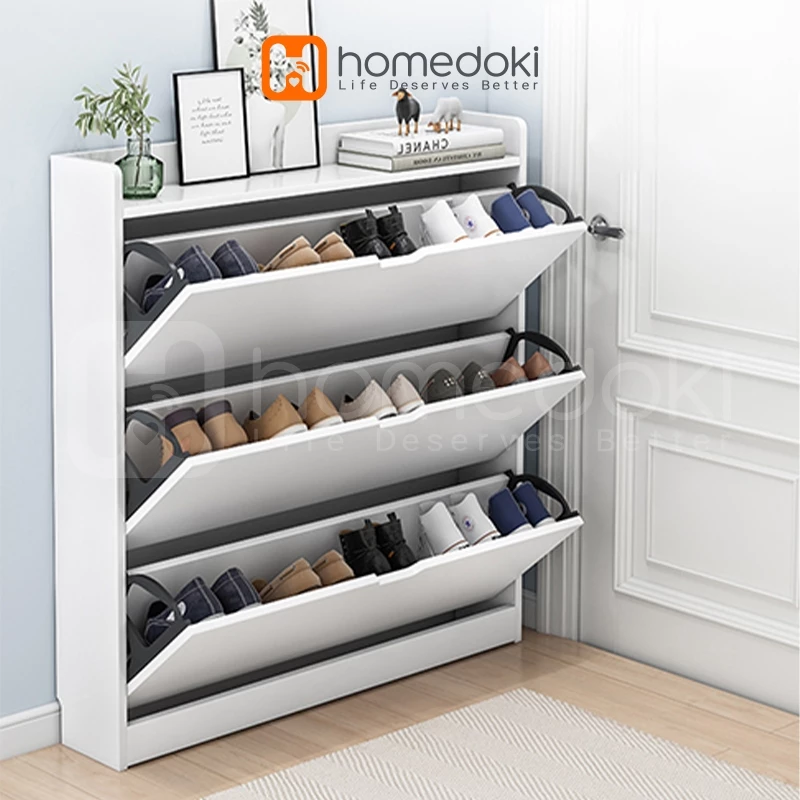 Homedoki Lemari Sepatu/Rak Sepatu/Rak Sepatu Susun Tertutup/Lemari Sepatu Minimalis/Rak