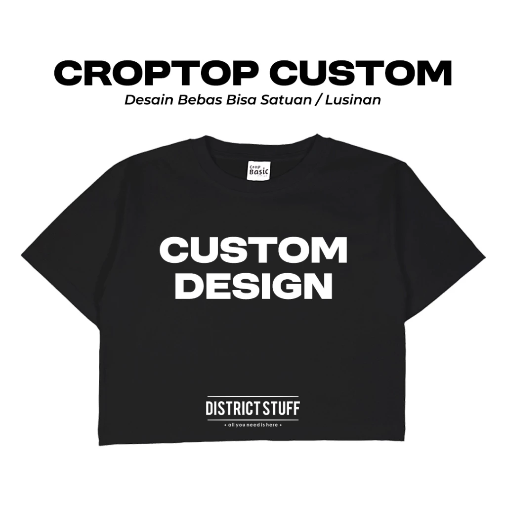 Kaos Crop Top Wanita Custom Sablon Foto dan Gambar DTF Satuan Atasan Crop Korean Style