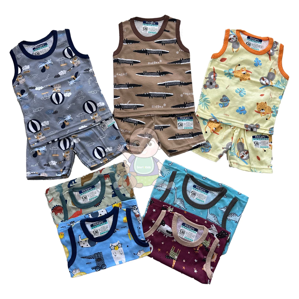 Promo Baju Setelan Anak Singlet Ridges Motif Dasar Warna - Baju Bayi Adem Lembut ber-SNI - Setelan Baju Kutung Bayi