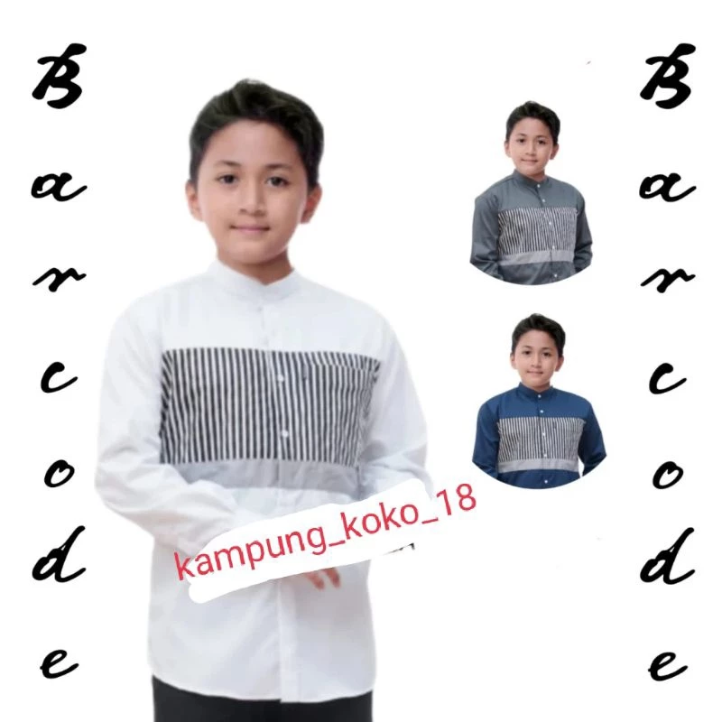Koko anak remaja SD - SMP ( motif barcode )