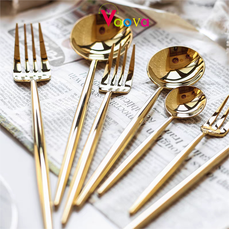 VOOVA Sendok Garpu Stainless Spoon Fork Stainless Alat Makan Sendok Garpu Gold Silver