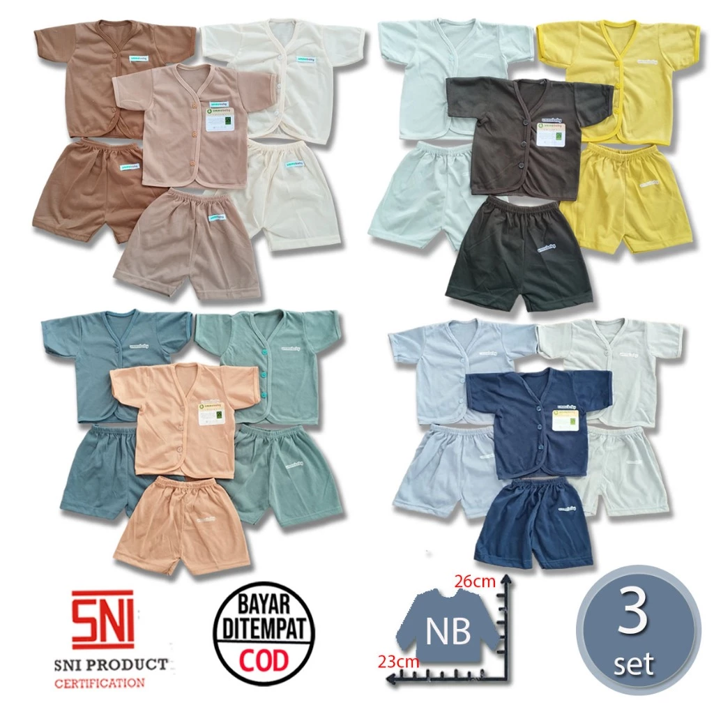 6 Pcs / 3 Set Baju Bayi Pendek Celana Bayi Setelan Bayi Baju Bayi Newborn Baju Bayi Baru Lahir Atasan Bayi Baju Bayi Kado Murah Baju Bayi Lucu Cowok Cewek Baju Bayi Perempuan LakiSeri Bis Polos Ekonomis Gift Set