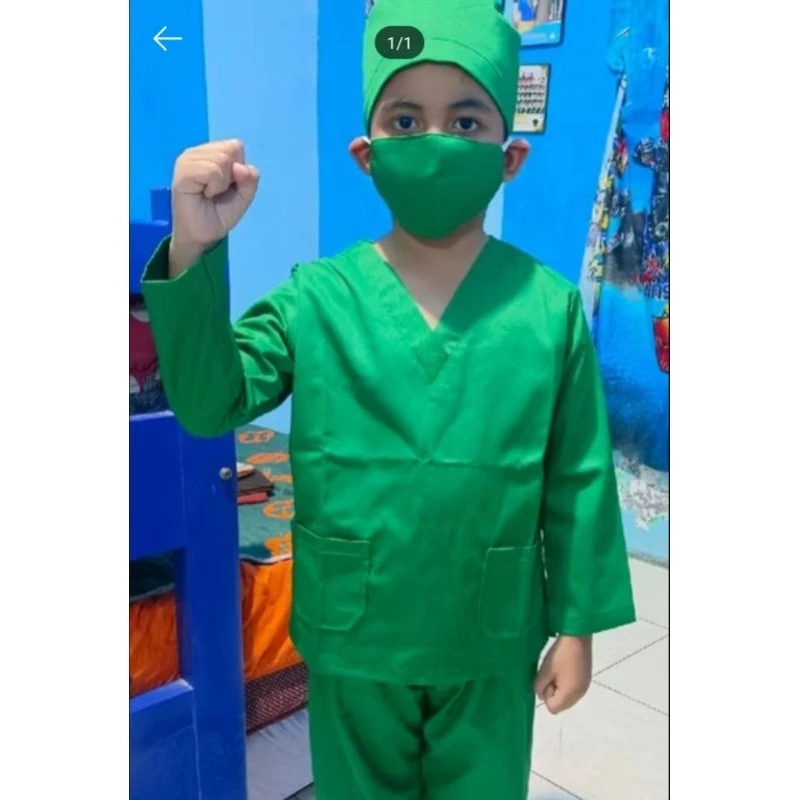 Baju Oka Anak Lengan Panjang Polos / Baju Dokter Jaga / Kostum Profesi Anak / Baju Karnaval Anak