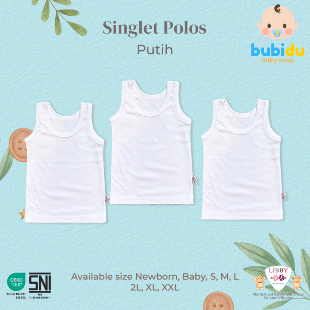 LIBBY Baju Singlet Putih Bayi Super Halus [1Pc] NB-S | Set Newborn Kaos Pakaian Baju Baby laki laki perempuan Murah