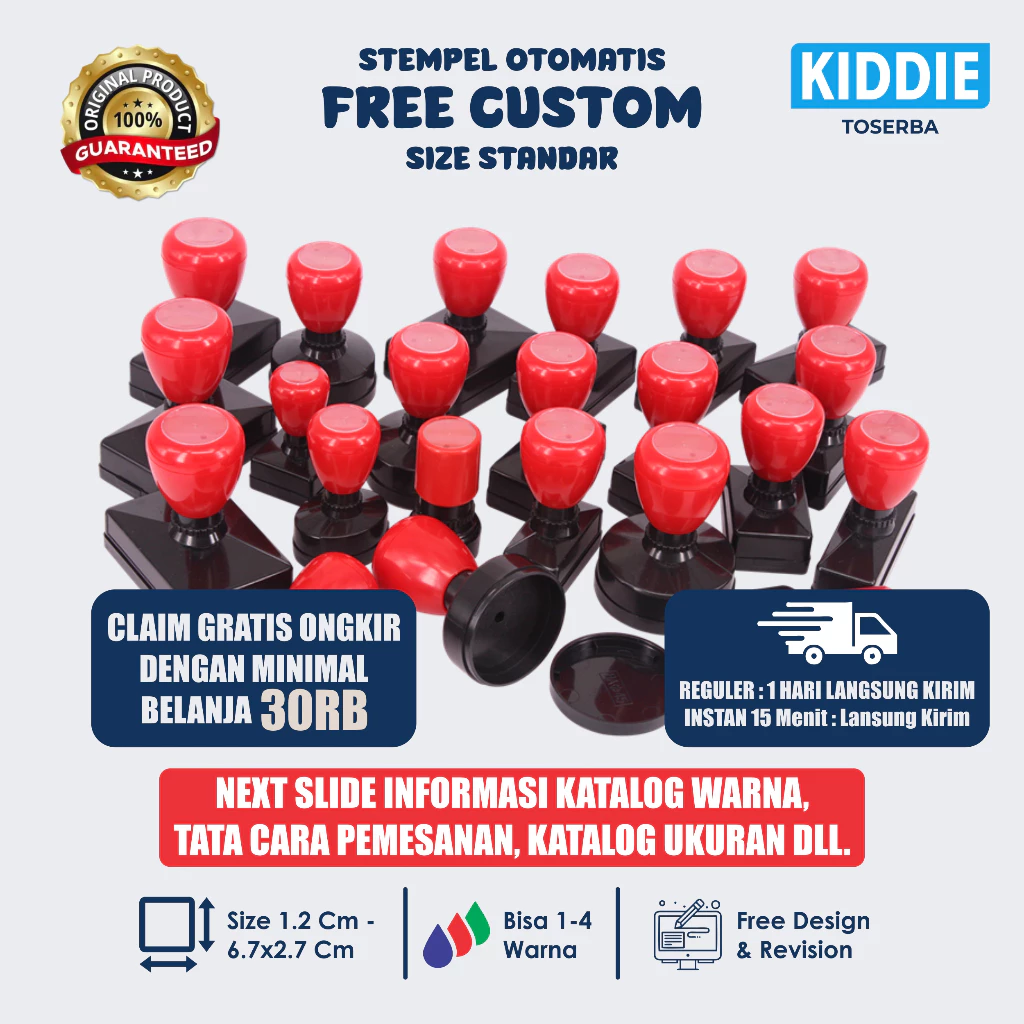 Stempel Custom - Stempel Lunas - Stempel Nama - All Size - 1 Hari Jadi - Free Design