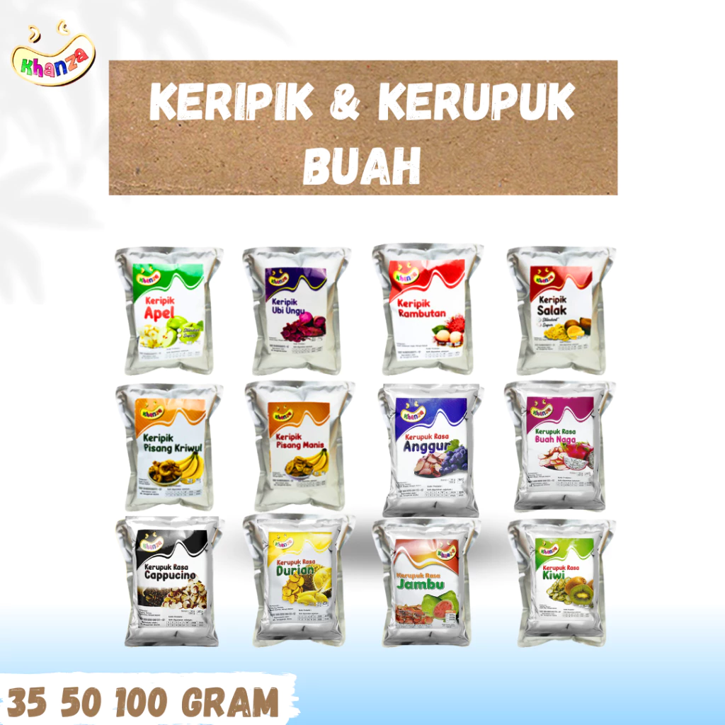 KERIPIK KRUPUK BUAH 35 50 100 Gram NANGKA APEL MANGGA MIX FRUIT NANAS RAMBUTAN STROBERI