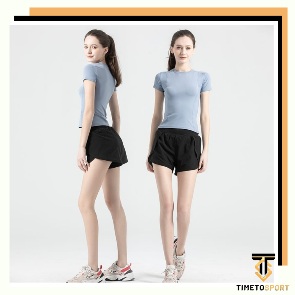 TIMETOSPORT Hotpants Celana Pendek Wanita Dua Layer Celana Pendek 1039