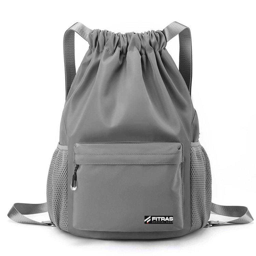 V3 - Tas serut Polos Simple Premium Unisex String bag Gymsack Olahraga Futsal Warna Hitam