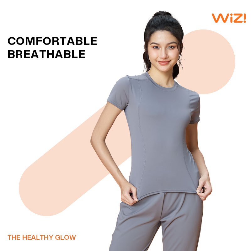 WiZi Baju Olahraga Wanita Aerobic Baju Badminton Wanita Baju Yoga T-Shirt Wanita (LP40)