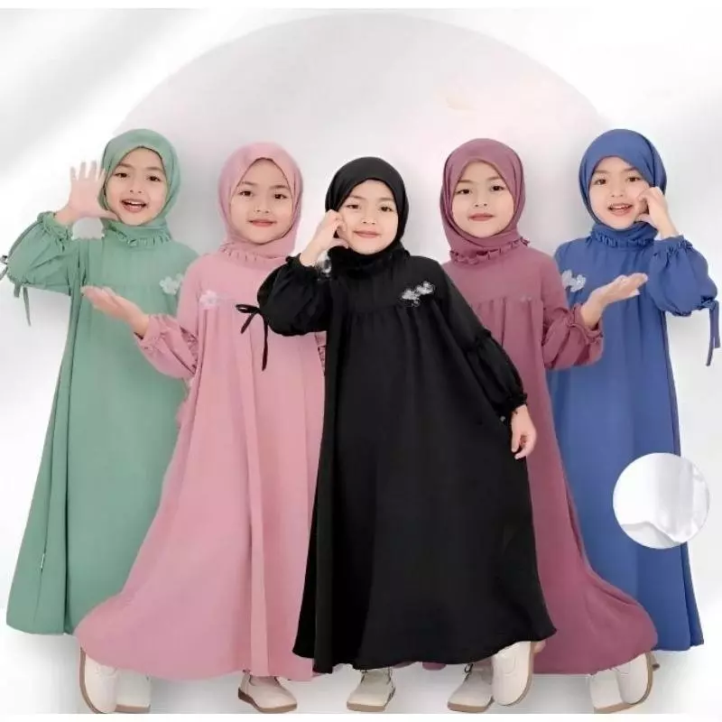 gamis anak sakura cringkle 3-12 Tahun