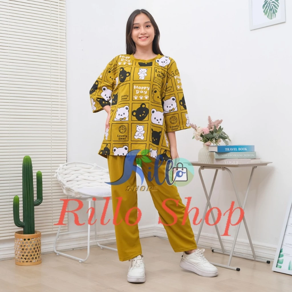 Setelan Wanita Atasan Dan Celana Oversize Happy Day