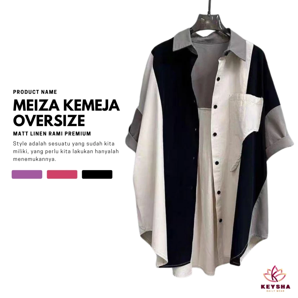 Maiza Shirt Oversize Premium Top Atasan Kemeja Linen Wanita Dewasa Fashion Remaja Basic Casual Daily