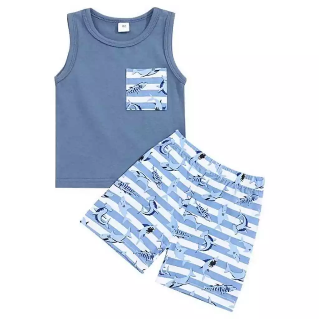 SINGLET BAJU ANAK BABY SHARK KANTONG