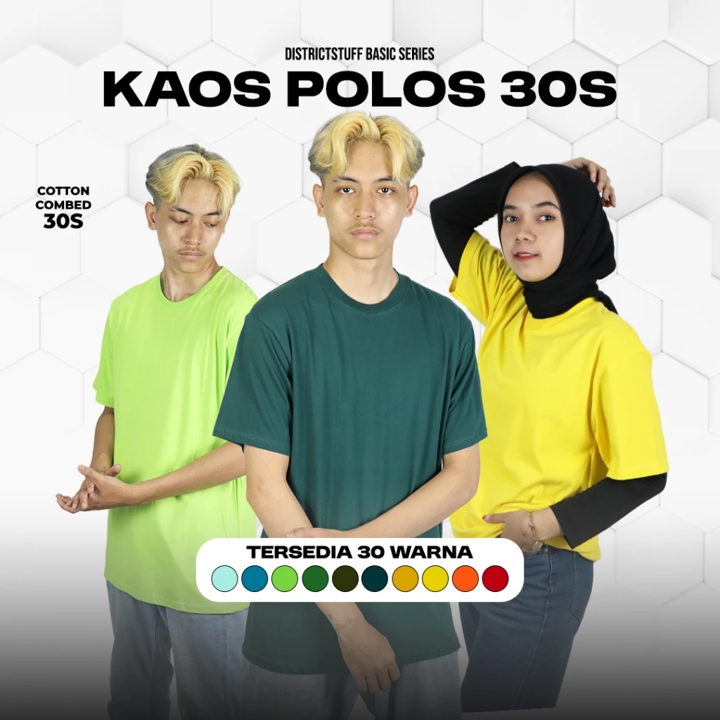 Districtstuff Kaos Polos Premium Mints Hijau Tosca Merah Cabe Mustard Hijau Botol Orange