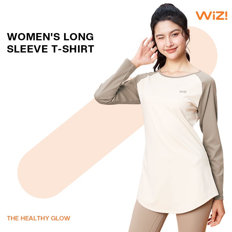 WiZi Kaos Wanita LenganPanjang Atasan Olahraga Wanita Atasan Tenis Baju Senam Wanita