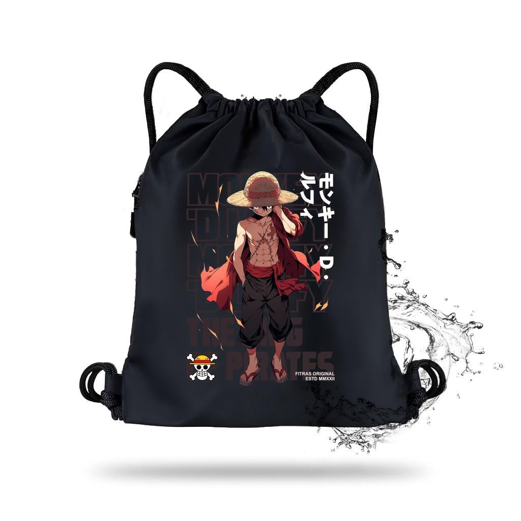 V3 - Tas Serut Hitam Anti Air ONEPIECE EDITION // Tas Luffy King Pirates // StringBag