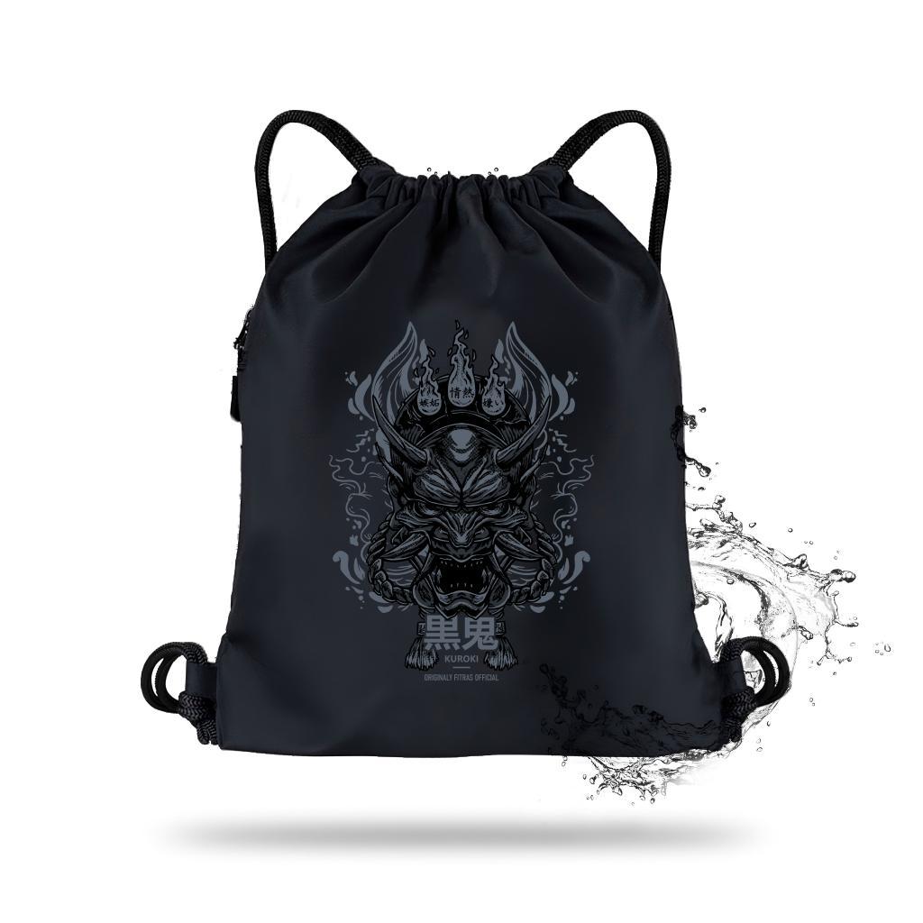 V3 - Tas Serut Olahraga Gymsack Motif Black Kuroki String bag Premium Waterproff Pria